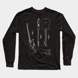 Guitar Vintage Patent Hand Drawing Long Sleeve T-Shirt